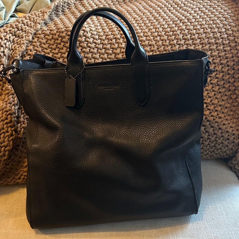 Coach Black Leather Tote Bag